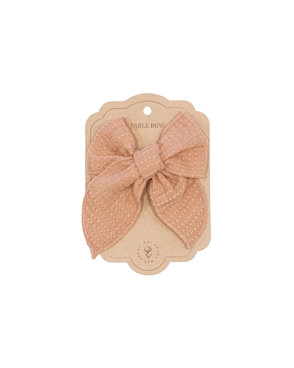 Barrette nœud Fable - Rayures corail