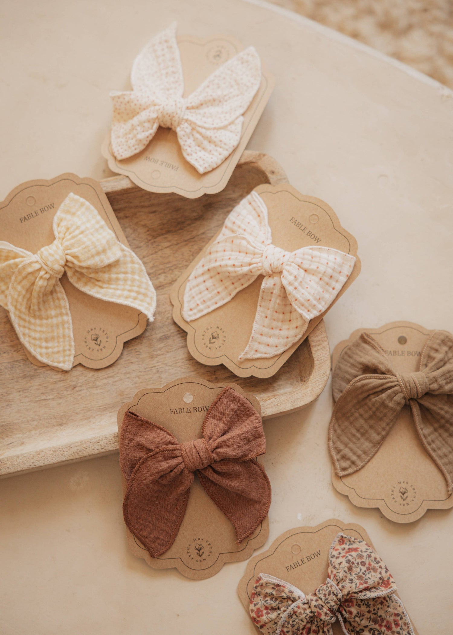 Fable Bow Clip - Carrés organiques