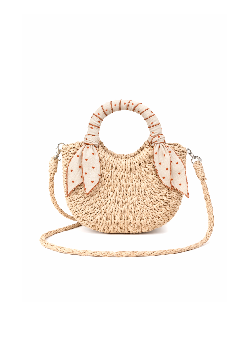 Mini sac en paille - Petit cœur