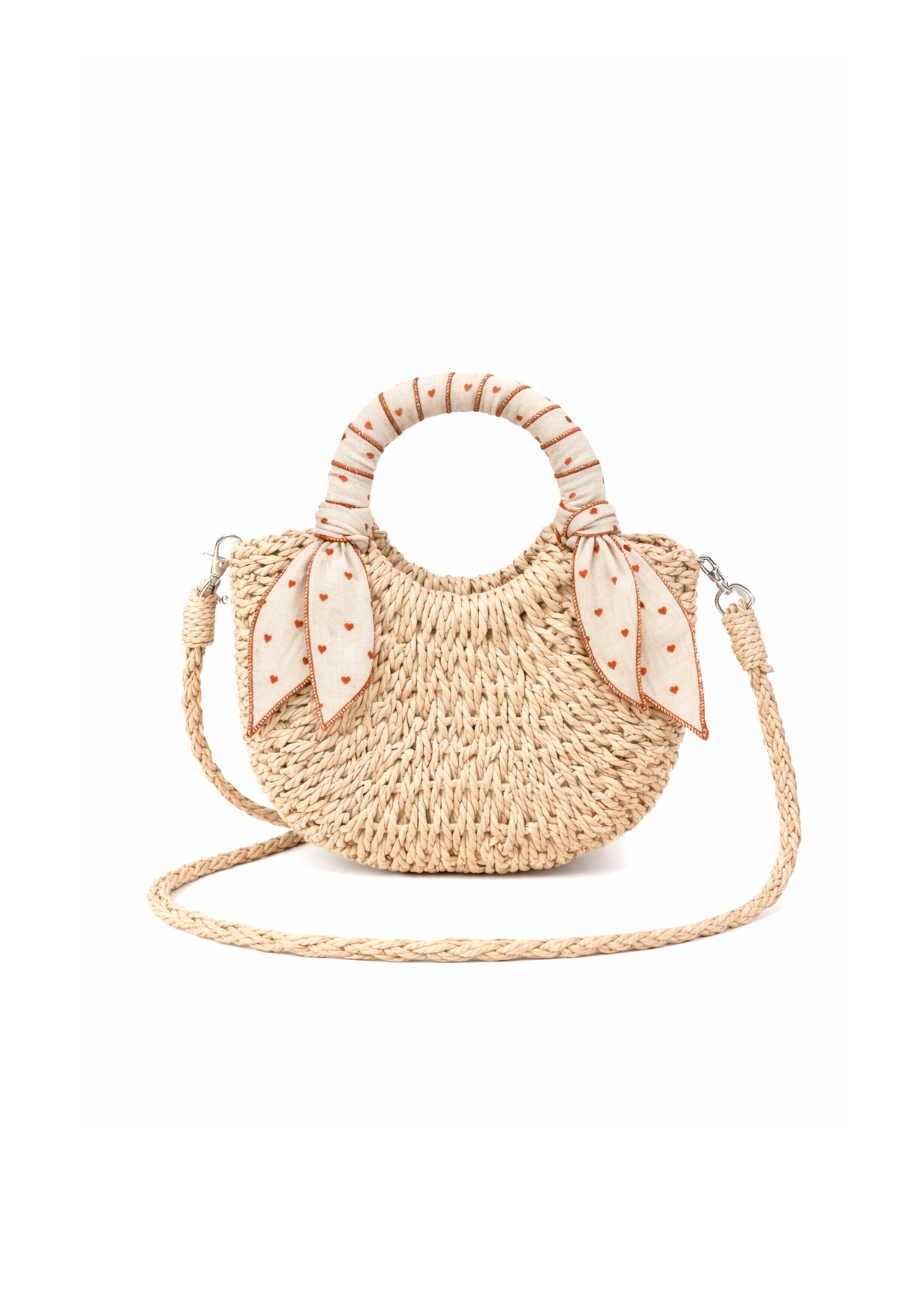Mini sac en paille - Petit cœur